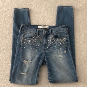 Abercrombie & Fitch Rhinestone Ripped Distressed Jeans Sz 2 W26